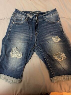 Wallflower Blue Distressed Denim Bermuda Shorts